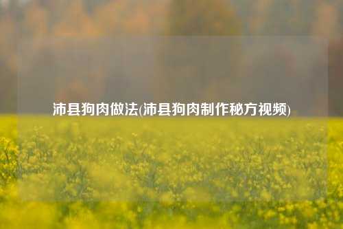 沛县狗肉做法(沛县狗肉制作秘方视频)