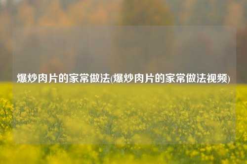 爆炒肉片的家常做法(爆炒肉片的家常做法视频)