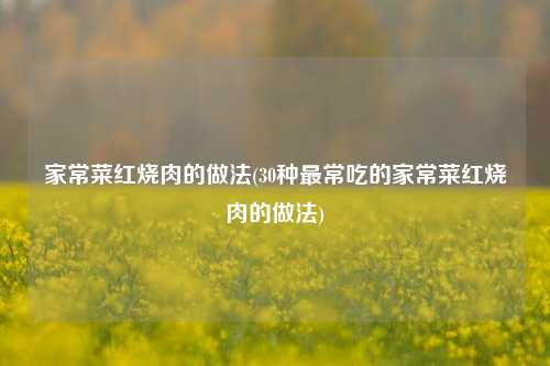 家常菜红烧肉的做法(30种最常吃的家常菜红烧肉的做法)